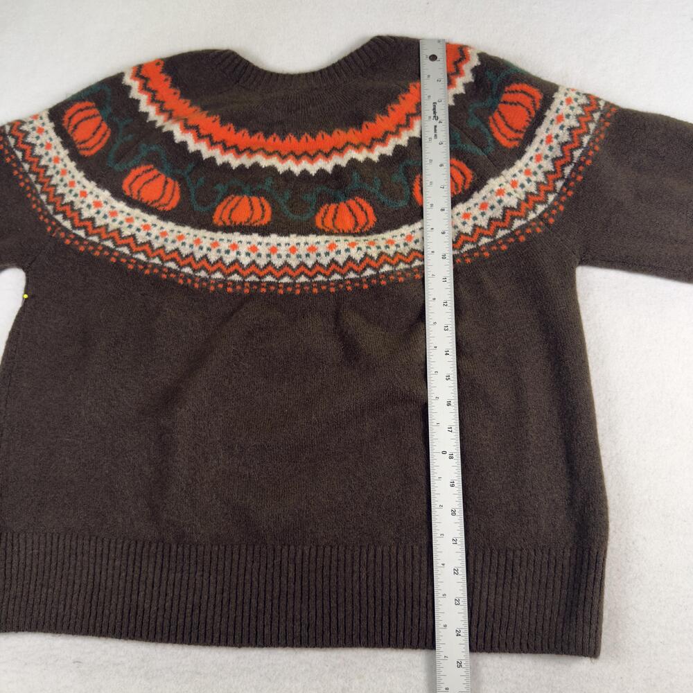 New VINCE CAMUTO Fall Sweater Halloween Pumpkin Fair Isle Brown Pullover Size L - Picture 7 of 11